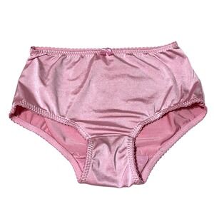 VTG Pink Panties Shiny‎ Nylon Bow Lace Small 4 Sexy Granny Sissy Hi-waist